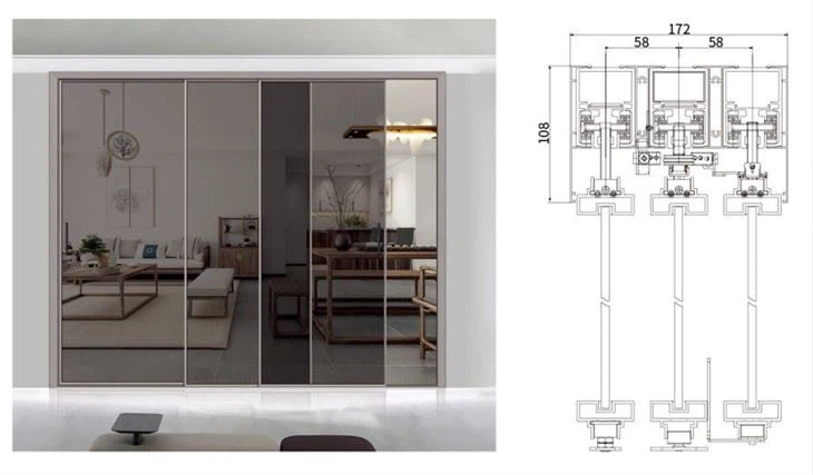 Телескопски алуминијумски профил клизних врата